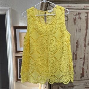 Skies Are Blue Yellow Lace Crochet Shell Top